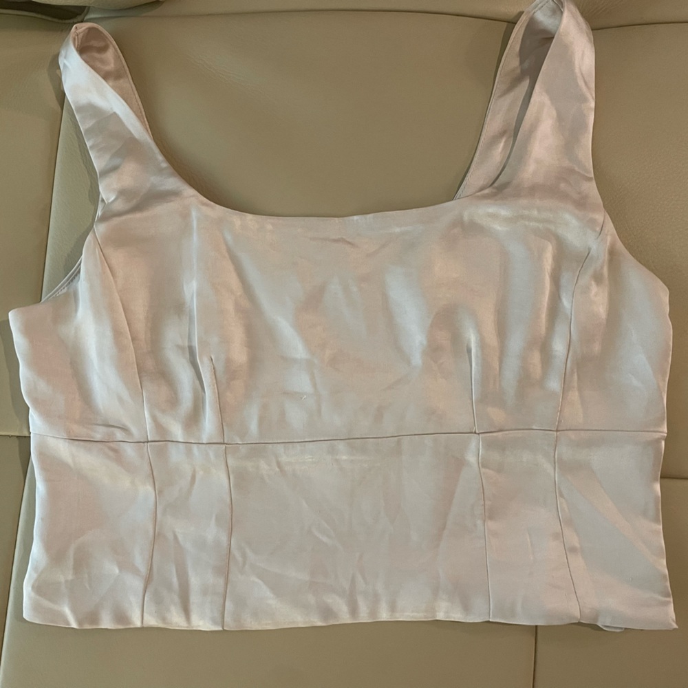 Lulu's Cream Satin Crop Top